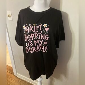 Black Graphic T-Shirt size XL -Thrift Shopping is my therapy - 2 available